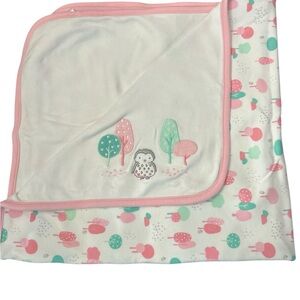 Gymboree Baby Girls‎ Blanket 100% Cotton Owl Trees Pink Trim 2016 Soft Lovey